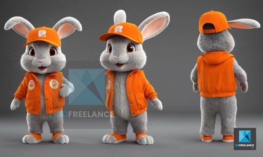 mascotte 3d lapin