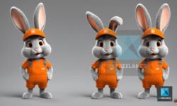 personnage 3d lapin mascotte
