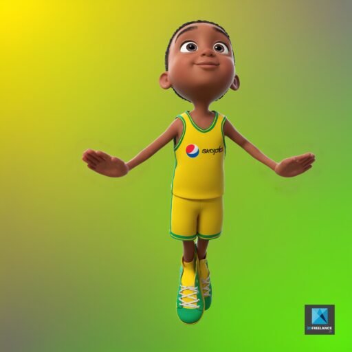 personnage 3d enfant sportif dessin basketteur
