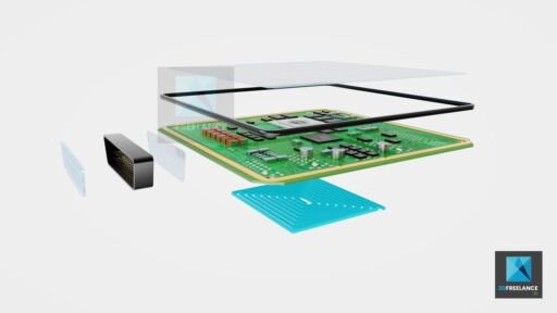 rendu 3d composants électroniques dow et carte électronique