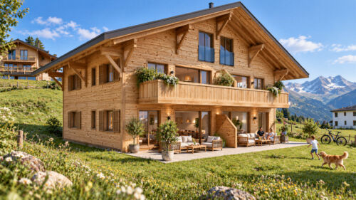rendu 3d ia perspective chalet suisse freelance