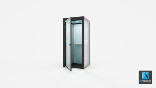 modélisation 3d meuble d'entreprise phone box