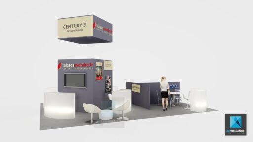 maquette 3d stand immobilier - century 21 - designer freelance