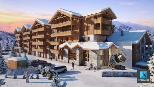 modélisation 3d immeuble de montagne - chalet architecture freelance