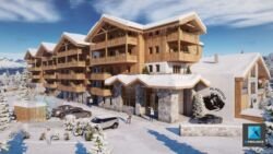 rendu perspective 3d montagne immobilier architecture chalet