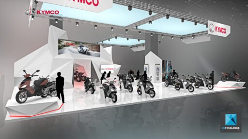 Création de stand salon scooters - Kymco - perspective 3D
