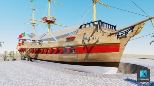 dessin 3d bateau - galion