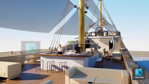 image rendu 3d bateau galion