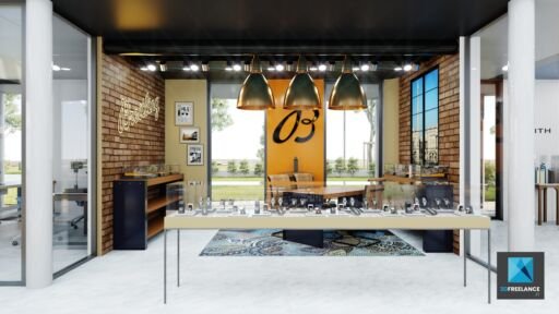 image rendu 3d boutique de luxe Breitling