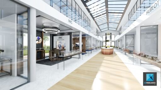 modélisation 3d centre commercial rendu 3d retail park IWC