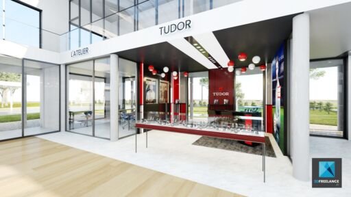 modélisation 3d magasin de luxe freelance tudor