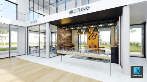 modélisation 3d rendu horlogerie de luxe breitling
