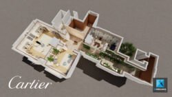 axonométrie plan 3d showroom cartier
