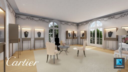 dessin 3d showroom cartier