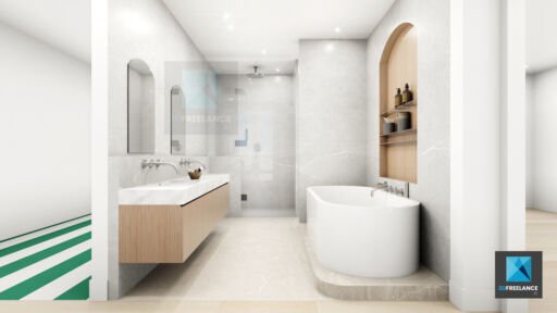 illustration 3d salle de bain immobilier