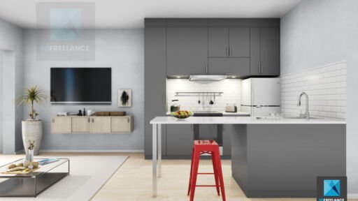 image 3d rendu cuisine Québec canada