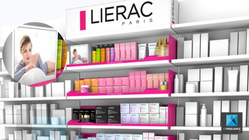 image 3d étagère produit linéaire rayonnage lierac