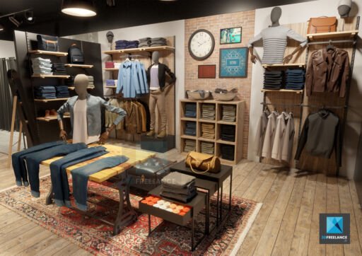 image 3d magasin de vêtements jeans