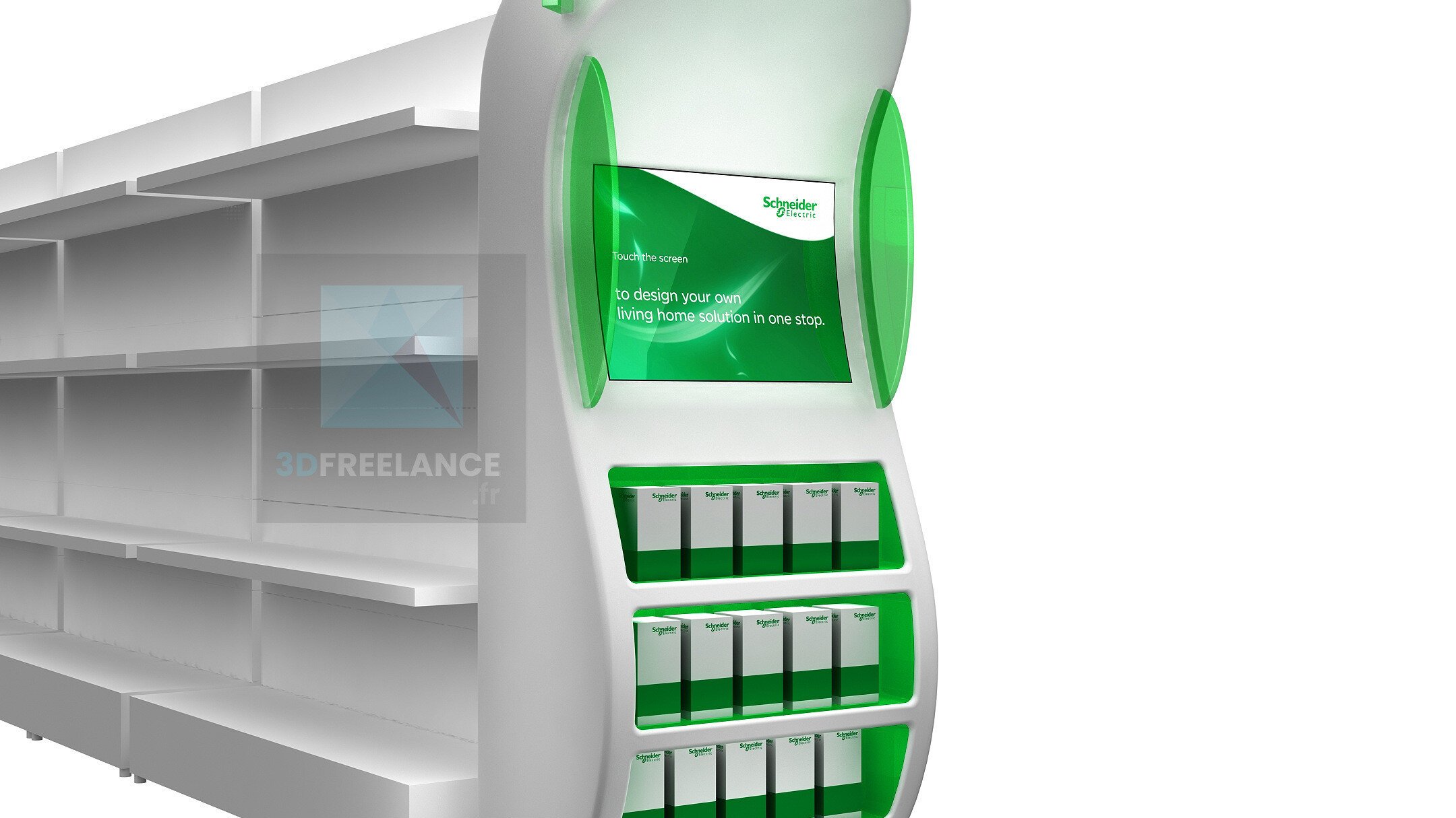 maquette 3d meuble display rayon schneider - modélisation 3D