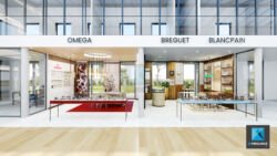 modélisation 3d point de vente horlogerie rendu breguet blancpain