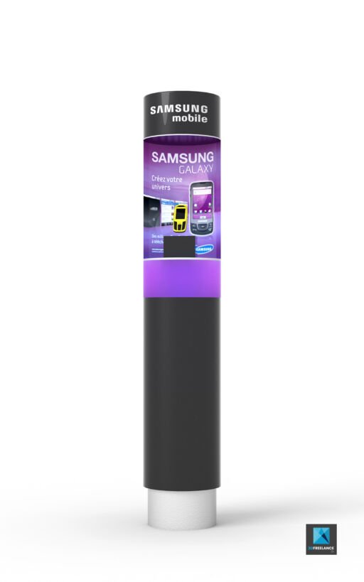 modélisation 3d présentoir produit plv