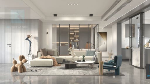 perspective 3d séjour Dubaï