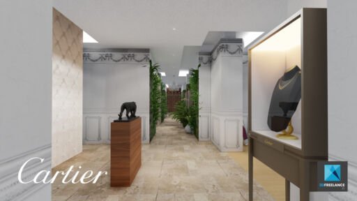 rendu 3d showroom cartier