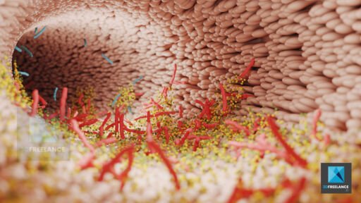 animation 3d médical freelance film 3d vidéo 3d - intestins