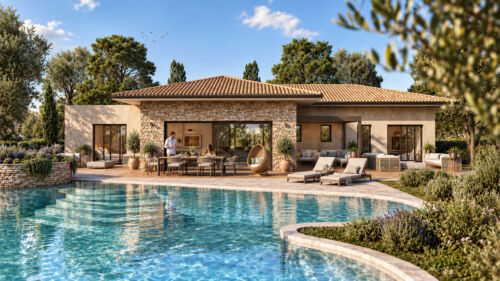 perspective 3d extérieure villa freelance Occitanie