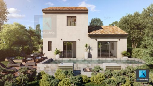 visuel 3d villa maison sud de la France Occitanie freelance tarif prix devis
