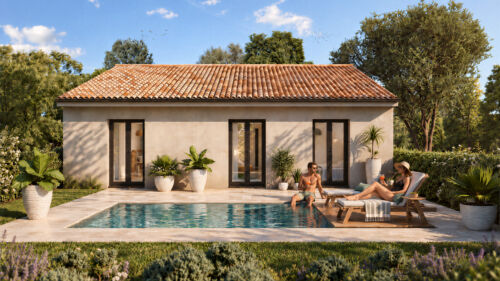 dessin 3d villa maison sud de la France Occitanie