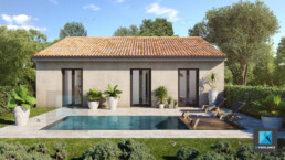 dessin 3d villa maison sud de la France Occitanie