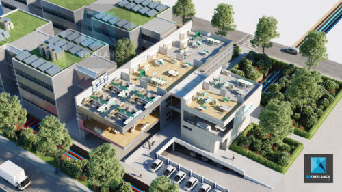 image rendu plan 3d bâtiment entreprise Equans - plan 3d entreprise