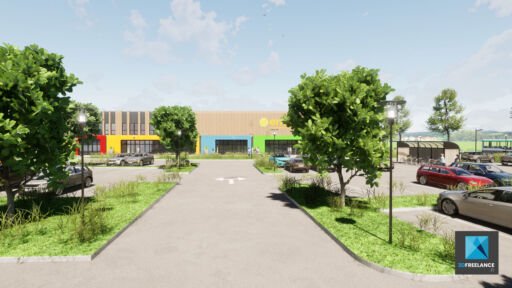 rendu 3d centre commercial - zone commerciale 3d