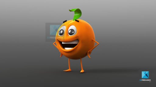 bonhomme 3d orange fruit rendu 3d