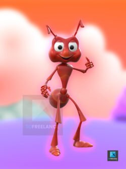 dessin 3d fourmi freelance personnage
