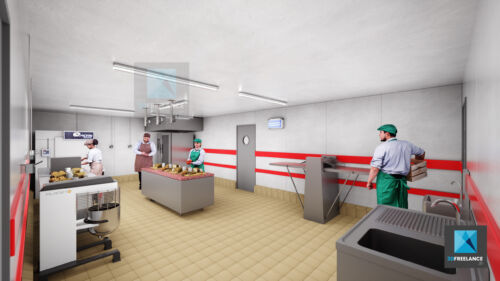 illustration 3d cuisine restauration collective