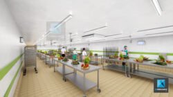 image 3d cuisine restauration collective - cuisine de production