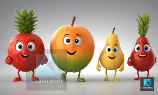 mascottes personnages 3D fruits