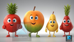 mascottes personnages 3D fruits