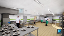 modélisation 3d cuisine restauration collective - cuisine de production
