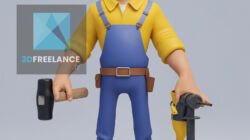 personnage 3d maçon maçonnerie construction modélisation 3D rendu