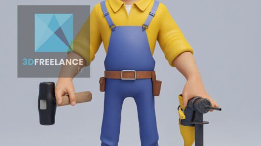 personnage 3d maçon maçonnerie construction modélisation 3D rendu