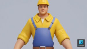 personnage 3d technicien mascotte