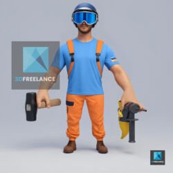 personnage 3d plombier plomberie modélisation 3d rendu