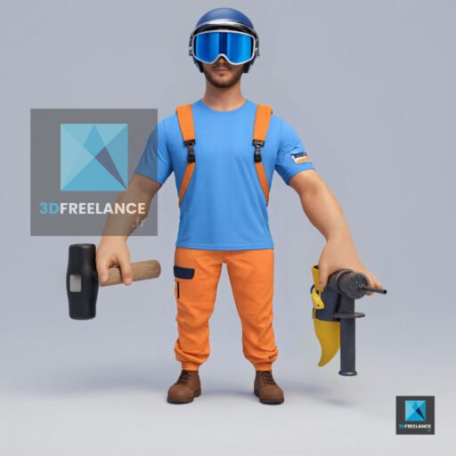 personnage 3d plombier plomberie modélisation 3d rendu