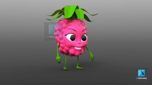 personnage 3d framboise cartoon