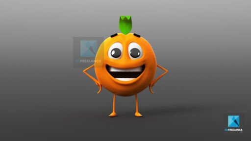 personnage 3d orange abricot fruit modélisation 3d
