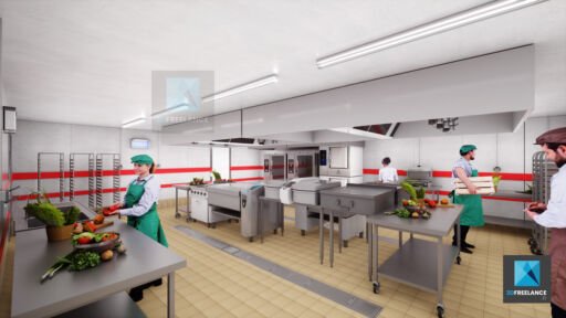 plan 3d cuisine restauration collective