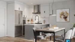 perspective 3d séjour cuisine immobilier paris